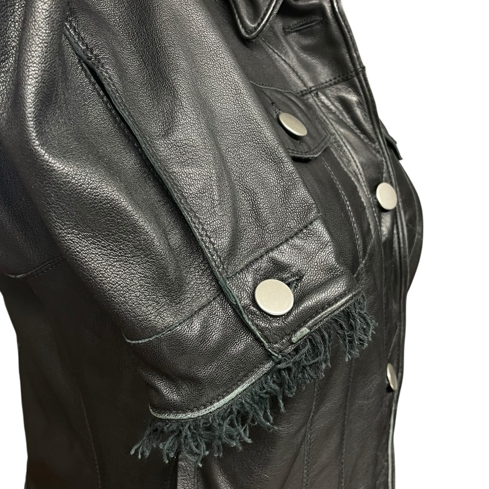 Jakett Alexa Washed Leather Jacket Black Shimmer Size Small - Picture 8 of 16